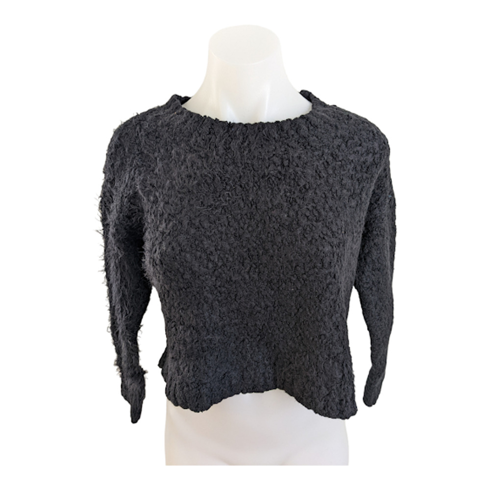 Show Me Your Mumu Size XS Textured Knit Sweater Black Crew Neck Long Sleeves